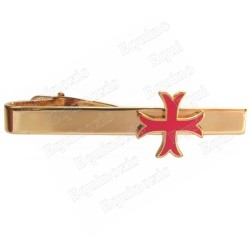 Pince-à-cravate templière – Croix templière pattée rentrée émaillée rouge – GM