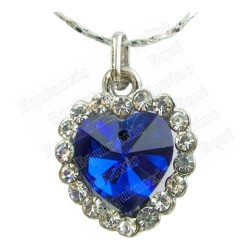 Pendentif en cristal – Coeur diamanté – Bleu – Finition argent