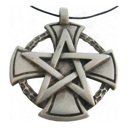 Pendentif templier – Croix templière avec pentagramme