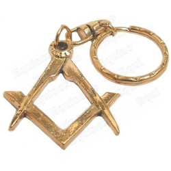 Porte-clefs maçonnique – Equerre et compas – Or vif