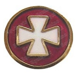 Pin's maçonnique – Croix templière émaillée blanc sur fond rouge