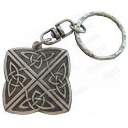 Porte-clefs celtique – Noeud celtique des 4 directions – Carré – Argent patiné