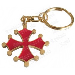 Porte-clefs occitan – Croix occitane biface émaillée rouge 