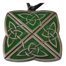 Pendentif celtique – Noeud celtique des 4 directions – Carré – Emaillé vert