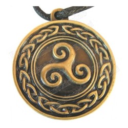 Pendentif celtique – Triskell avec noeud celtique – Bronze antique