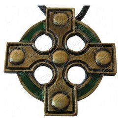 Pendentif celtique – Croix celtique 2 – Bronze antique – Emaillé vert