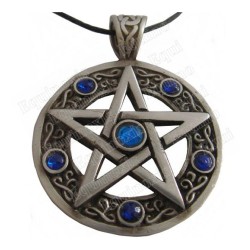Pendentif symbolique – Pentagramme avec pierres bleues