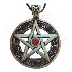 Pendentif symbolique – Pentagramme avec pierres rouges